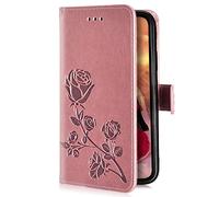 Uposao para Huawei Mate 10 Lite Funda,Carcasa de Cuero Cartera Billetera PU Flip Case Libro Funda con Tapa Tarjetas Cierre Magnética Función Soporte Cubierta Carcasa para Huawei Mate 10 Lite,Oro rosa