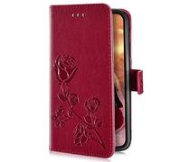 Uposao para Huawei Mate 10 Lite Funda,Carcasa de Cuero Cartera Billetera PU Flip Case Libro Funda con Tapa Tarjetas Cierre Magnética Función Soporte Cubierta Carcasa para Huawei Mate 10 Lite,Rojo