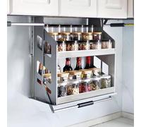 Upper Cabinet Pull Down Shelf, 2 Tier Drop Down Shelf For Kitchen Cabinets, Lifting Folding Shelf Organizer, Space Saver Pull Down Cabinet Organizer For Spices Dishes(Size:40cm Cabinet)