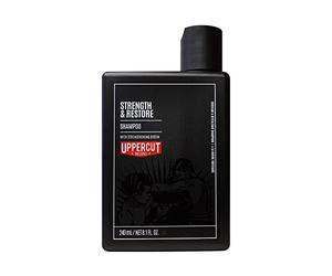 Uppercut Deluxe Champú Fortificante y Reparador, Enriquecido con Biotina y Cafeína para Promover un Crecimiento Saludable, Adecuado para Todo Tipo de Cabello, Producto para Hombres 240ml