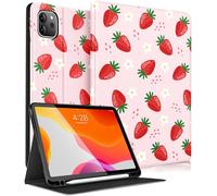 Uppuppy for iPad Air 13 Inch M2/M3, Pro 12.9 Case - Cute Women Girls Girly Kawaii Strawberry Pencil Holder Folio Cover for Apple Air 13" 2024/2025, Pro 6th/5th/4th/3rd Generation Case