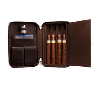 UPRESYE Humidor de puros de cuero para hombres, estuche de cuero de grano completo, caja humidora de puros de viaje, paquete de humidificador con cortador de cigarros, bolsillo para encendedor, funda