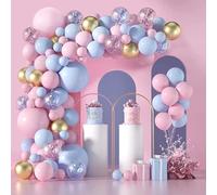 UPSHELL - Globos Gender Reveal rosa y azul para niño o niña, kit completo de 124 globos para baby shower para decoración de arco, globos con estructura (globos)