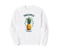 Upside Down Pineapple Express Tropical Retro Vibes Sudadera, Unisex para Adultos, Blanco, XXL