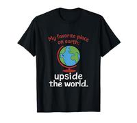 Upside The World Travel Quote Globe Adventure Novedad Camiseta