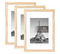 upsimples Marco A4 cm, Paquete de 3 Marcos de Fotos Para Colgar en la Pared 21x29.7 cm Madera, para Título Universitario, Poster, Puzzle
