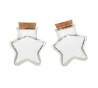 Upstore 2 botellas de vidrio en forma de estrella de 2 onzas con tapón de corcho, botellas de vidrio decorativas con tapa de corcho, mini botella de deseos para manualidades, manualidades, decoración