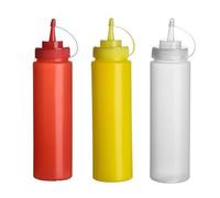 Upstore 3 botellas vacías recargables de 12oz/360 ml para salsa de condimentos de grado alimenticio, contenedor de almacenamiento de mostaza, tarro con tapas giratorias para Ketchup (color al azar)