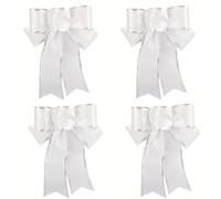 Upstore 6 arcos con purpurina para árbol de Navidad, lazos para colgar en el árbol de Navidad, adornos para vacaciones, bodas, fiestas, decoración de Navidad, árbol de Navidad, guirnalda (plateada)