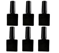 Upstore 6 botellas vacías de esmalte de uñas de 10 ml con cepillo, cuadradas, de vidrio, recargables, para almacenamiento de esmalte de uñas para bricolaje (negro brillante)