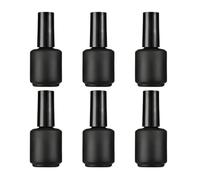 Upstore 6 botellas vacías de esmalte de uñas de 15 ml con cepillo, redondas, rellenables, botellas de almacenamiento de esmalte de uñas para bricolaje (negro mate)