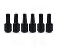 UPSTORE 6 botellas vacías de esmalte de uñas de 15 ml con cepillo, redondas, rellenables, de vidrio, para decoración de uñas (negro brillante)