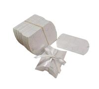 Upstore Paquete de 50 cajas de regalo pequeñas de papel kraft con cinta para bodas, fiestas, joyas, embalaje de jabón (rayas plateadas)