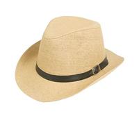 Upstore Trilby Fedora Sombrero de paja para hombre y mujer, unisex, color beige, talla única, circunferencia de 58 cm, accesorio clásico para exteriores y vacaciones, K, medium