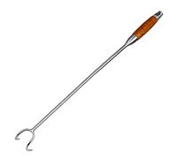 UPTALY 1 pieza 60 cm Pigtail Food Flipper, con ganchos dobles, acero inoxidable SUS430 engrosado, volteador de carne extra largo, mango de madera, ganchos para carne de barbacoa de alta resistencia