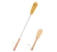 UPTALY 1 pieza cepillo de cerdas extra largo de 61cm/24'', 1 pieza cepillo de nylon para botellas de 26cm/10'', mango de madera, cabeza acodada, con varilla de acero inoxidable, para botella alta