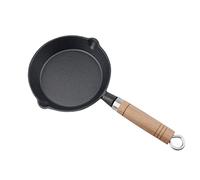 UPTALY Φ16 cm Mini Sartén de Hierro Fundido, Tortillera en Miniatura, Sin Revestimiento, Antiadherente Física, Con Mango de Madera, Negra