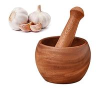 UPTALY Juego de mortero y pileta de palisandro natural (pequeño, 9.5cm), cuenco de madera resistente, triturador de especias de cocina, tazón de guacamole y morteros, mortero de estilo japonés