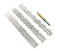 UPTTHOW Regla de rasgado de papel de metal de acero inoxidable para cortar papel a líneas onduladas, bordes irregulares e irregulares, herramienta de medición de 12 pulgadas para ingeniería, escuela,