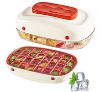 UptVin Cubiteras para Hielo con Tapa, Moldes de Hielo de Grado Alimenticio Liberación Rápida de Todos los Cubitos en un Segundo, 32 Ice Cube Tray para Cócteles, Whisky, Café (Rojo)