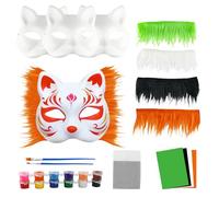 UptVin Therian - Kit de máscara de gato para decorar, juego de máscaras peludas, máscara de FoxCat en blanco con piel realista y malla de ojos, kit de fabricación de máscaras Therian para cosplay