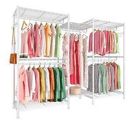 Uptyia Armario Abierto para Dormitorio, Perchero Resistente de Gran Capacidad 380KG, Vestidor Modular con Estantes y Barras Ajustables, Organizador de Ropa y Almacenaje 45D x 187W x 195H CM, Blanco