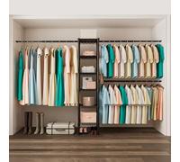 Uptyia Armario Abierto,Vestidor Extensible,Vestidores Armarios Abiertos de Dormitorio,con 3 Barras y 6 Estantes,(177-277)*35 * 181cm (Negro)