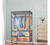 Uptyia Armario de 4 baldas,Burro ropa resistente,vestidores armarios abiertos,Percheros de Pie,negro,187 * 90 * 45cm