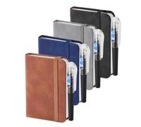 UPUPGO 4 Pezzi Cuaderno Pequeño, Libreta Pequeña de Bolsillo con 4 Penne, Libreta A7 11,1 x 7,5 cm, Bloc de Notas Pequeño con Elastico, Cuaderno de Cuero PU para La Escuela, Negocios, Conferencias