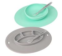 UpwardBaby Suction Plates & Bowls for Baby-Toddler Essentials Silicone Baby Plate & Bowl with 2 Baby Spoons Self Feeding 6 Months-Kids Plates Baby Utensils & Baby Feeding Supplies-BPA Free