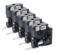 Upwinning 40910 compatible con Dymo D1 Cinta Clear 9mm, 5 unidades | Cinta de etiqueta 9mm x 7m, negro sobre transparente, Compatible para Dymo LabelManager 160 210D 280 360D 420P 640CB