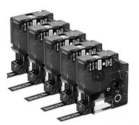 Upwinning 45021 Cinta de etiquetas Negra 12 mm x 7 m compatible con Dymo D1 Cinta 12mm Negra 45021 S0720610, compatible con Dymo LabelManager 160 210D 280 360D 420P 500TS 640CB, 5pk