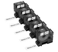 Upwinning 45803 Cinta de etiquetas 19mm x 7m, Negro sobre Blanco, 5pk | Compatible con Dymo D1 Cinta 19mm S0720830, Compatible para Dymo LabelManager 360D 420P 640CB