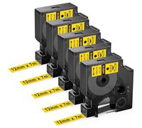 Upwinning 5x 45018 Cinta Amarillo 12mm Compatible per Dymo D1 45018 Cinta Amarillo, Recambio D1 Cinta A45018 S0720580 12mm x 7m para Dymo LabelManager 160 280 360D 420P PC II PnP, LabelPoint 150 100