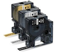 Upwinning Compatible con Dymo D1 Cinta de etiquetas Negro Plata Oro, 12mm | 45021 45022 45023 compatible con DYMO LabelManager 160 210D 280 360D 420P 640CB, 3 unidades