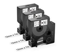 Upwinning Compatible para Dymo D1 Cinta 45013, Recambio D1 12mm x 7m A45013 S0720530s Negro sobre Blanco para Dymo LabelManager 160 210D 360D 280 640CB PnP LabelPoint 300 350, 3 paquetes