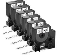 Upwinning Compatible per Dymo D1 Cintas 45013 12mm x 7m para Dymo LabelManager 160 210D 360D 280 640CB, Recambio per D1 12mm Cinta S0720530 A45013 Negro sobre Blanco, 6x