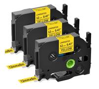Upwinning Tz-631 12mm Cinta Amarillo Compatible para Brother P touch TZe-631 TZe631 12mm x 8m Negro sobre Amarillo Etiquetas para Impresora Brother P-touch E110 H105 H100LB D200 D210 D400, 3x