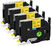 Upwinning Tze-631 12mm Compatible con Brother P touch Cinta Amarillo, 4x