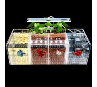 UPWONEC HD Acrílico Betta Fish Tank, Office Top Glass Acuario De Vidrio Orgánico, Tank De Pescado De Aquaponics Transparente Moderno, Sistema LED Light & Filter,4 Rooms