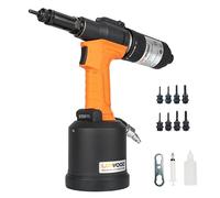 UPWOOD Herramienta de tuerca de remache hidráulica de aire resistente con botón reversible, remachadora neumática HPS6312F, kit de ajuste de pistola de tuerca de remache automático, viene con montaje
