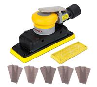 UPWOOD Lijadora orbital de aire última intervensión de polvo de 2-3/4 x 8 pulgadas, órbita de 70 mm x 198 mm de 1/8 pulgadas, aspiradora central con almohadilla de gancho adicional y 15 piezas