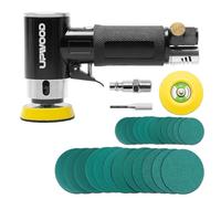 UPWOOD Mini Levigatrice Orbitale ad aria da 2 Pollici e 3 Pollici, Piccolo Kit di Levigatrici Orbitali Pneumatiche con Tamponi di Levigatura con Gancio e 24 Pezzi di Carta Abrasiva
