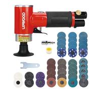 UPWOOD Mini lijadora excéntrica neumática de 50 mm, mini lijadora neumática de 50 mm, herramienta de preparación de superficies en ángulo recto con 41 discos de bloqueo de rodillos