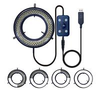 UPWTKIM Anillo Luminoso LED para microscopio, USB 144 LED con 4 Zonas de iluminación Ajustables para la Industria Digital monocular Binocular trinocular estéreo microscopio cámara