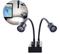 Upwtkim Fuente de luz de microscopio de foco, mini LED de escritorio USB, doble cuello de cisne, iluminador para cámara de microscopio estéreo, zoom de video industrial, lente de montaje C para