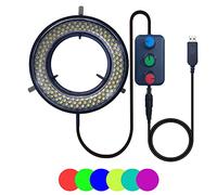 UPWTKIM Luz de microscopio LED con Anillo iluminador, USB 144 RGB LED de Color Ajustable para la Industria electrónica, monocular, Binocular, cámara de microscopio estéreo trinocular