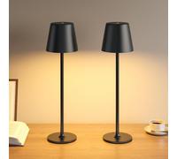 UPXNBOR Lámparas De Mesita De Noche 2 Piezas, Luces LED Para Decoración De Habitación, Lámpara De Escritorio, Recargable Por USB, Brillo Regulable En 3 Niveles, Carcasa Metálica Completa, Negro