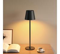 UPXNBOR Lámparas De Mesita De Noche, Luces LED Para Decoración De Habitación, Lámpara De Escritorio, Recargable Por USB, Brillo Regulable En 3 Niveles, Carcasa Metálica Completa, Batería Doble, Negro