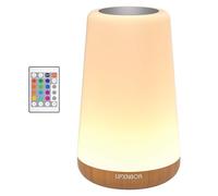 UPXNBOR Luz de Noche LED con Mando a Distancia, Regulable con 13 Colores RGB y 4 Modos, Lámpara de Mesa Inalámbrica con Temporizador y Gancho